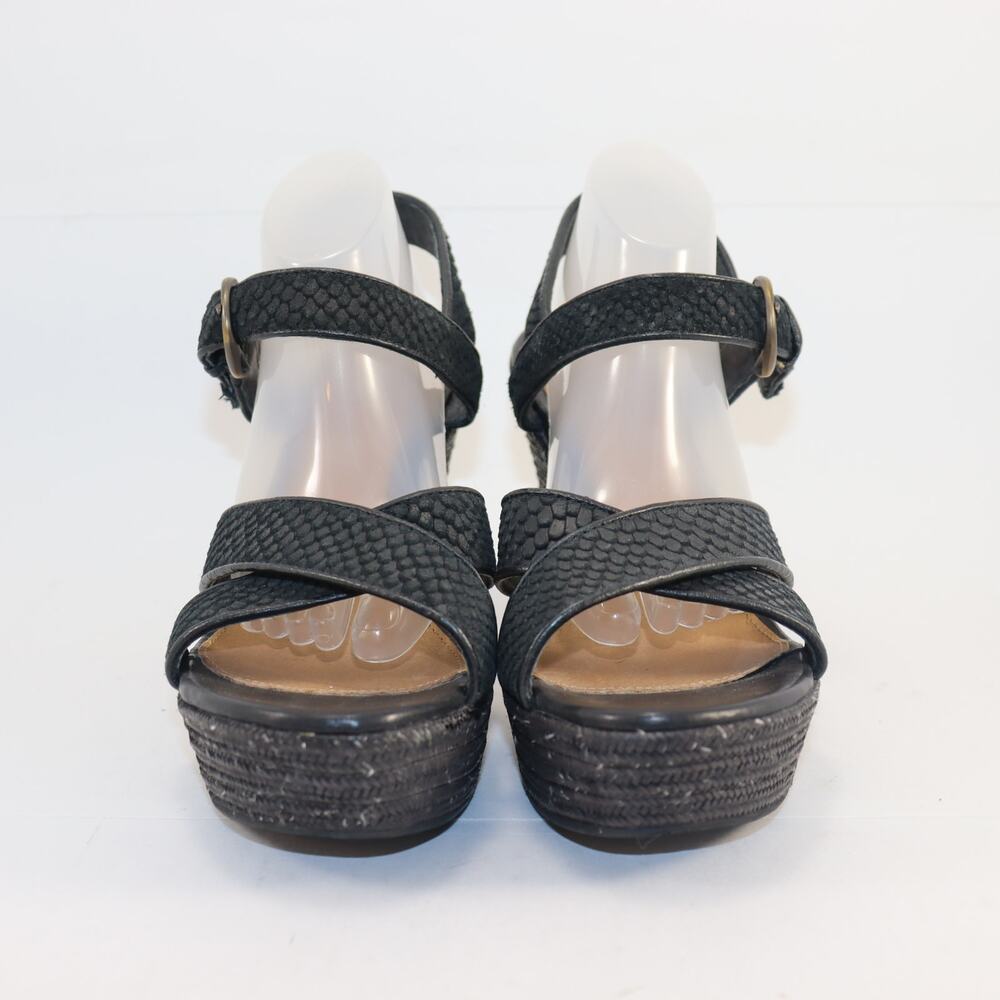 UGG Black Wedge Platform Sandals Women’s Size 8 Ankle Strap